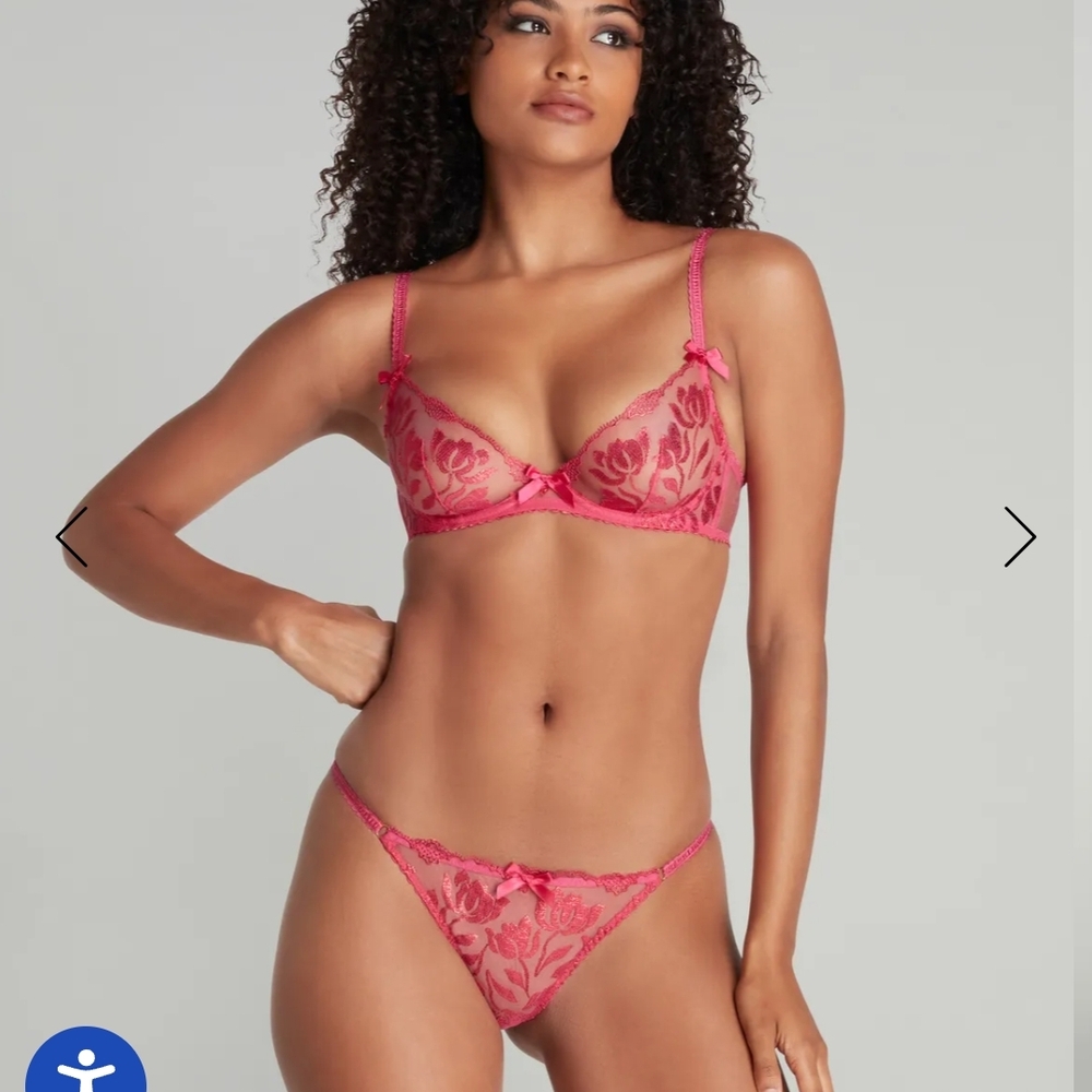 BNWT Agent Provocateur Sparkle Pink Bra 34D & Thong 3(M)